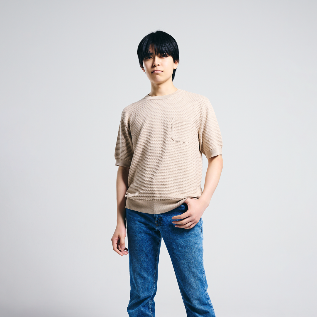 Outlast® 14G ニット ショートスリーブ with ポケット／ベージュ